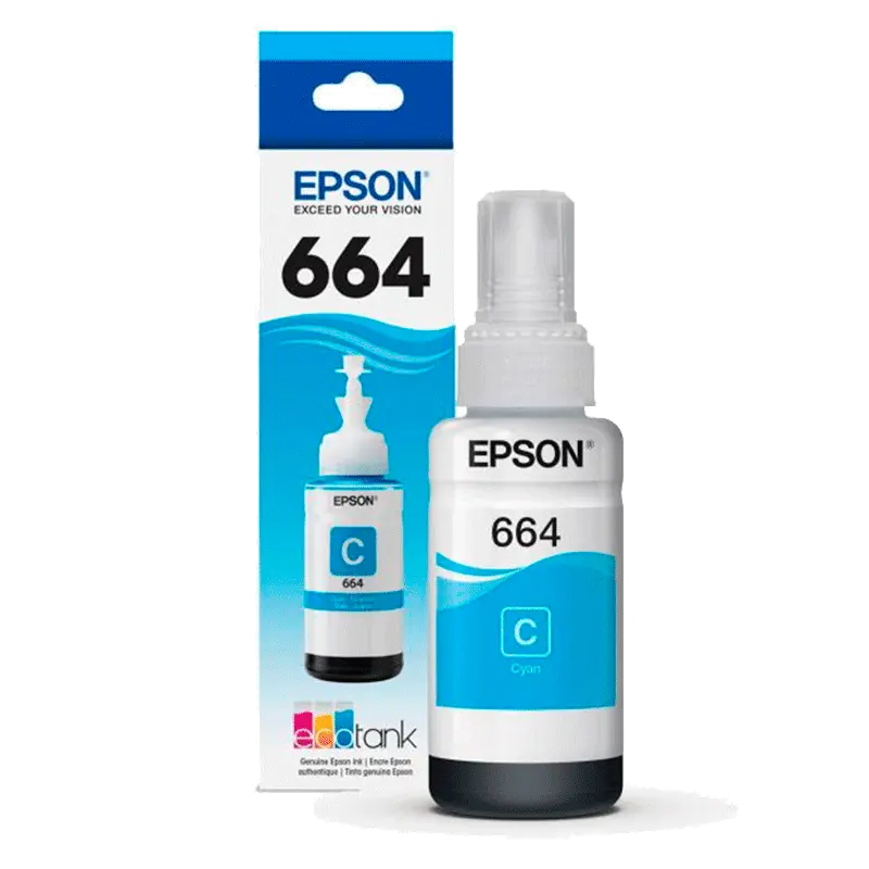 BOTELLA DE TINTA T664 ORIGINAL PARA IMPRESORAS EPSON L210, L220, L355, L575, L395 Y OTROS MODELOS COMPATIBLES.